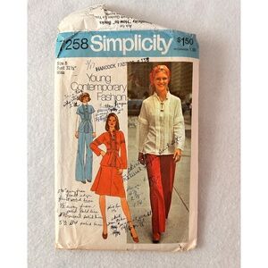 Simplicity 7258 Young Contemporary Fashion Miss Size 8 Sewing Pattern